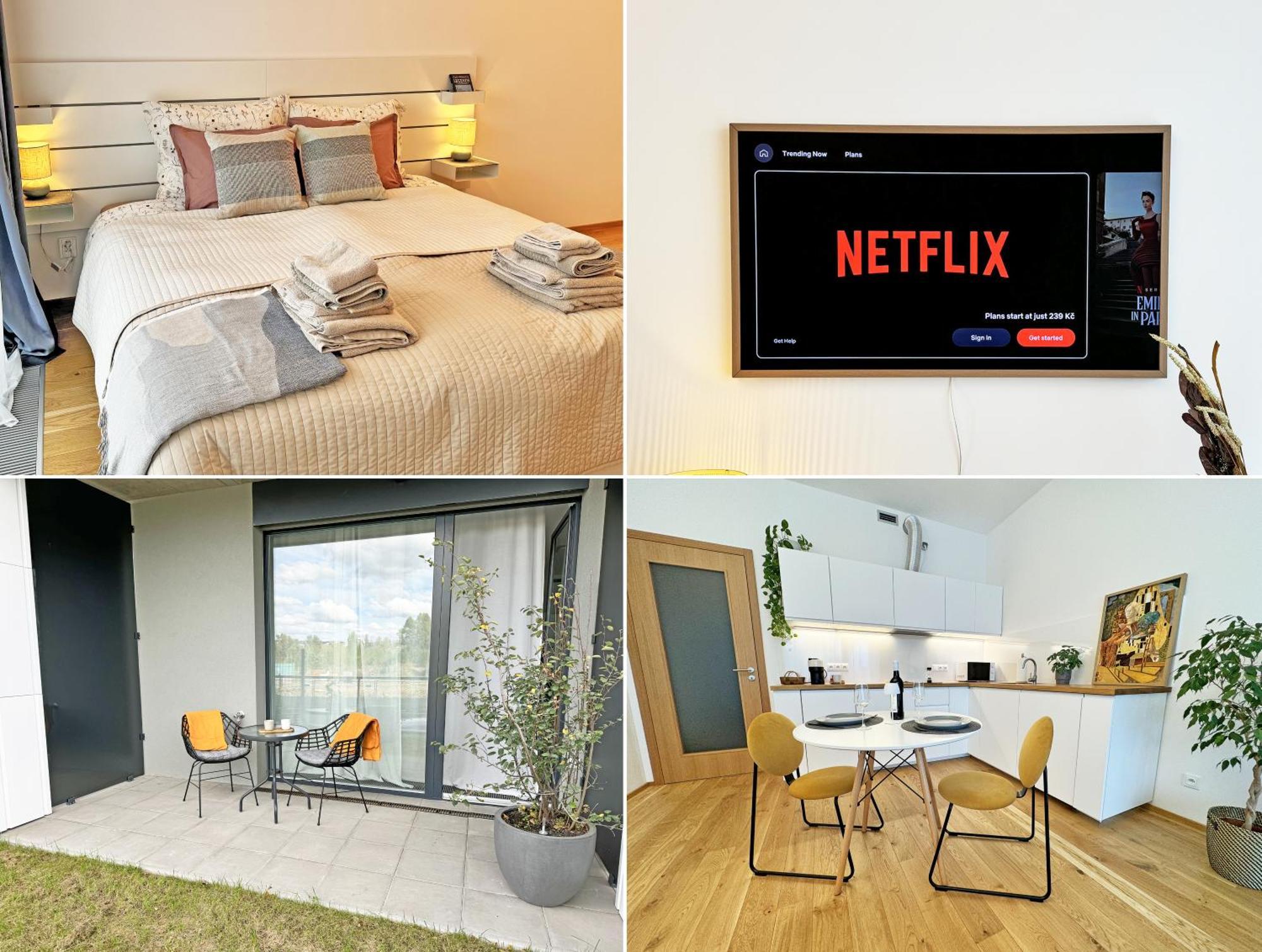 New Studio, King Bed, Free Parking, Terrace Praga Exterior foto